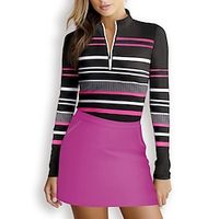 Women's Golf Polo Shirt Black Long Sleeve Sun Protection Top Stripes Ladies Golf Attire Clothes Outfits Wear Apparel miniinthebox