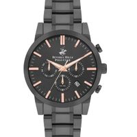 Beverly Hills Polo Club Men's JP25 Movement Watch, Multi Function Display and Metal Strap - BP3408X.060, Grey