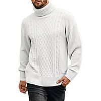 Men's Unisex Pullover Knitted Solid Color Stylish Vintage Style Long Sleeve Sweater Cardigans Turtleneck Fall Winter Blue Army Green Gray miniinthebox - thumbnail