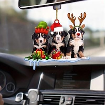 2D Acrylic Three Puppies Car Rearview Mirror Pendant Keychain Backpack Pendant Exquisite Christmas Decoration Couple Gift miniinthebox