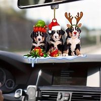 2D Acrylic Three Puppies Car Rearview Mirror Pendant Keychain Backpack Pendant Exquisite Christmas Decoration Couple Gift miniinthebox - thumbnail