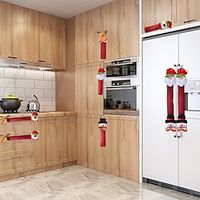 8pcs Xmas Snowman Santa Clause Elk Fridge Appliance Door Handle Cloth Covers Protectors Christmas Ornament for Holiday Kitchen Home Decor Lightinthebox - thumbnail