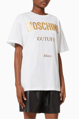 Gold Logo Oversized T-shirt in Cotton Gold Logo Oversized T-shirt in Cotton
