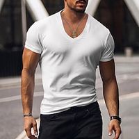 Men's T shirt Tee Tee Short Sleeve Shirt Tee Top Plain V Neck Street Vacation Short Sleeve Clothing Apparel Fashion Designer Basic Lightinthebox