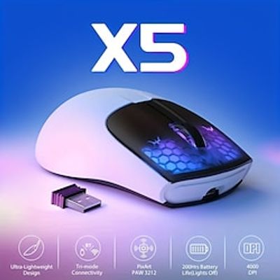Ultra-Lightweight Rechargeable Multi Device Gaming Mouse with 7 Colors RGB Lighting and 4000DPI - Perfect for Laptops MacBooks Phones PCs  More miniinthebox