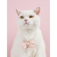 Cat Pets Collar Tie  Bow Tie Soft Cute and Cuddly Safety Safety Normal Cute Soft Adorable Outdoor Hiking Walking Plaid Polka Dot Flower Polyester Dalmatian Beagle Poodle Chihuahua Toy Poodle Baby Pet Lightinthebox - thumbnail