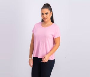 Womens Plain Short Sleeved Top  Pink