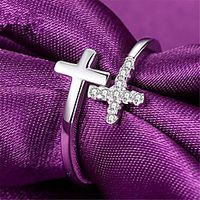 Ring Geometrical Silver Zircon Copper Silver-Plated Cross Precious Fashion 1pc Adjustable  Women's  Open Cuff Ring  Adjustable Ring Lightinthebox - thumbnail