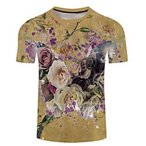 Men's Unisex Tee T shirt 3D Print Butterfly Graphic Prints Plus Size 3D Print Short Sleeve Casual Tops Basic Designer Big and Tall Light Yellow Green / Gray Yellow miniinthebox
