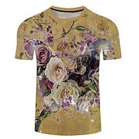 Men's Unisex Tee T shirt 3D Print Butterfly Graphic Prints Plus Size 3D Print Short Sleeve Casual Tops Basic Designer Big and Tall Light Yellow Green / Gray Yellow miniinthebox - thumbnail