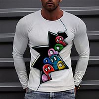 Men's Unisex Tee T shirt Shirt 3D Print Cartoon Graphic Prints Print Long Sleeve Daily Tops Casual Designer Big and Tall White miniinthebox - thumbnail