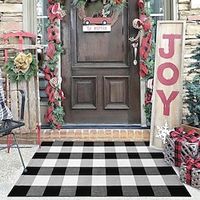 Christmas Plain Plaid Floor Mat Household Entrance Carpet Holiday Atmosphere Decorative Carpet Lightinthebox - thumbnail