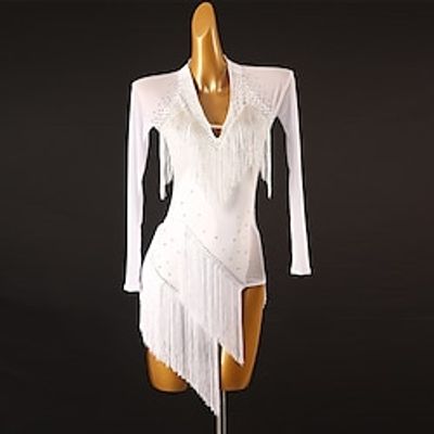 Latin Dance Latin Salsa Dance Dress Tassel Crystals Rhinestones Women's Performance Long Sleeve Spandex Lightinthebox Latin Dance Latin Salsa Dance Dress Tassel Crystals Rhinestones Women's Performance Long Sleeve Spandex Lightinthebox