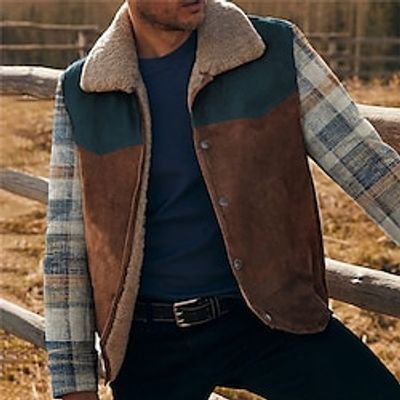 Plaid Vintage Men's Fleece Jacket Coat Daily Wear Streetwear Fall Winter Turndown Long Sleeve Black Blue Brown S M L Polyester Jacket Lightinthebox Plaid Vintage Men's Fleece Jacket Coat Daily Wear Streetwear Fall Winter Turndown Long Sleeve Black Blue Brown S M L Polyester Jacket Lightinthebox