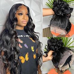 Body Wave Real Full Lace Human Hair Wigs Whole Handmade HD Transparent Full Lace Wig For Black Women Brazilian Virgin Remy Hair 180% Density 1B Natural Color Lightinthebox