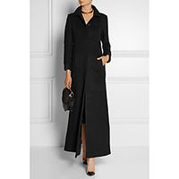 Women's Coat Daily Fall  Winter Long Coat Slim Basic Jacket Long Sleeve Solid Colored Black miniinthebox - thumbnail