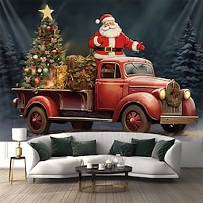 Christmas Santa Tree Truck Hanging Tapestry Wall Art Xmas Large Tapestry Mural Decor Photograph Backdrop Blanket Curtain Home Bedroom Living Room Decoration Lightinthebox Christmas Santa Tree Truck Hanging Tapestry Wall Art Xmas Large Tapestry Mural Decor Photograph Backdrop Blanket Curtain Home Bedroom Living Room Decoration Lightinthebox