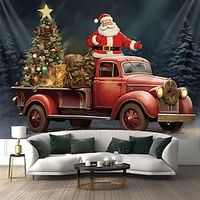 Christmas Santa Tree Truck Hanging Tapestry Wall Art Xmas Large Tapestry Mural Decor Photograph Backdrop Blanket Curtain Home Bedroom Living Room Decoration Lightinthebox - thumbnail