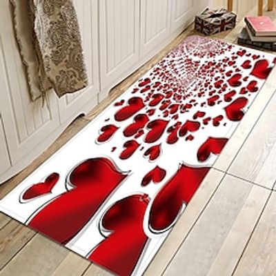 Valentine's Day Heart Area Rug Kitchen Mat Non-Slip Oil Proof Floor Mat Rug Indoor Outdoor Mat Bedroom Decor Bathroom Mat Entrance Rug Door Mat miniinthebox