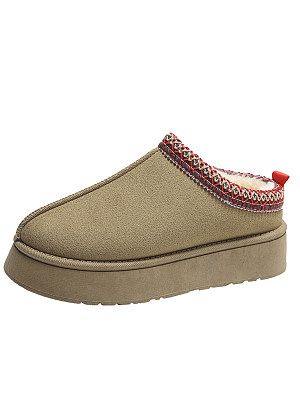 Women's Velvet Warm Thick-soled Heelless Furry Half Slippers Cotton Shoes