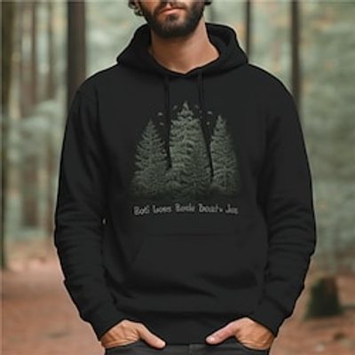 Graphic Tree Fashion Daily Basic Men's 3D Print Hoodie Pullover Sports Outdoor Holiday Vacation Hoodies Black Hooded Front Pocket Print Spring   Fall Designer Lightinthebox