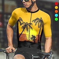 21Grams Men's Cycling Jersey Short Sleeve Bike Top with 3 Rear Pockets Mountain Bike MTB Road Bike Cycling Breathable Moisture Wicking Reflective Strips Back Pocket Yellow Red Blue Graphic Spandex Lightinthebox - thumbnail