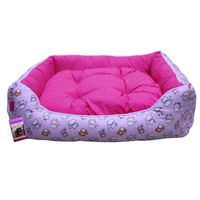 Coco Kindi Pink Cat Printed Washable Sofa Cotton Bed - Size 2 - 48 X 55 X 15Cm