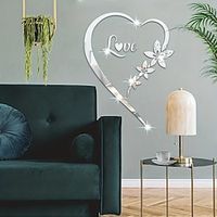 1 Set, Mirror Wall Sticker (1mm Thickness), Romantic Love Heart Self Adhesive Removable Acrylic Mirror Decorative Sticker, Bedroom Living Room Bathroom Decor, Wedding Birthday Party Lightinthebox - thumbnail