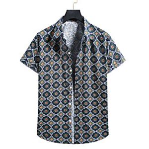 Men's Shirt Floral Graphic Print Short Sleeve Casual Tops Beach Dark Gray miniinthebox