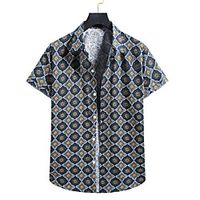 Men's Shirt Floral Graphic Print Short Sleeve Casual Tops Beach Dark Gray miniinthebox - thumbnail