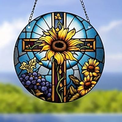 1pc The Cross and Flower Wall Hanging Suncatcher for Home and Garden Decor - Perfect for Home Decor miniinthebox