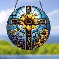 1pc The Cross and Flower Wall Hanging Suncatcher for Home and Garden Decor - Perfect for Home Decor miniinthebox - thumbnail
