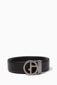 Reversible Logo Buckle Leather Belt