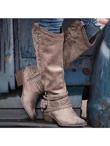 Distressed Plain Chunky Point Toe Boots