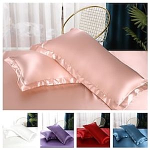 Satin Silk Pillowcase for Hair and Skin Coral Pillow Cases Standard Size Set of 2 Pack Super Soft Pillow Case miniinthebox