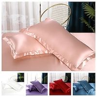 Satin Silk Pillowcase for Hair and Skin Coral Pillow Cases Standard Size Set of 2 Pack Super Soft Pillow Case miniinthebox - thumbnail