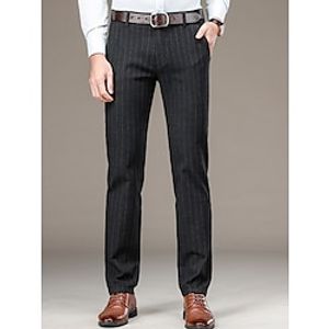 Men's Dress Pants Trousers Suit Pants Pocket Stripe Comfort Breathable Formal Business Cotton Blend Fashion Streetwear Black Blue Lightinthebox