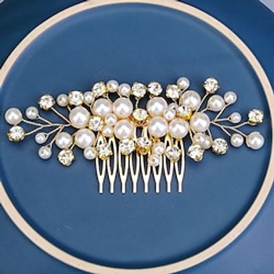 Hair Combs Headpiece Imitation Pearl Rhinestone Wedding Cocktail Elegant Luxury With Rhinestone Faux Pearl Headpiece Headwear Lightinthebox