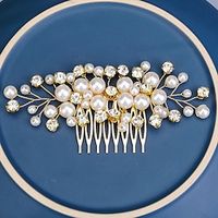 Hair Combs Headpiece Imitation Pearl Rhinestone Wedding Cocktail Elegant Luxury With Rhinestone Faux Pearl Headpiece Headwear Lightinthebox - thumbnail