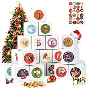 Christmas Advent Calendar Paper Candy Box 24 Days Christmas Element Candy Bags miniinthebox