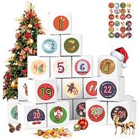 Christmas Advent Calendar Paper Candy Box 24 Days Christmas Element Candy Bags miniinthebox - thumbnail