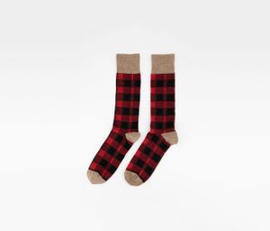 Mens Holiday Plaid Socks  Red Combo