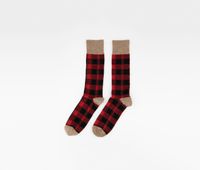 Mens Holiday Plaid Socks  Red Combo - thumbnail