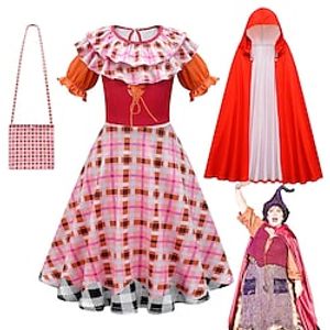 Hocus Pocus The Witcher 3 Dress Cloak Bag Girls' Movie Cosplay Cosplay Purple Red Dress Cloak Children's Day Masquerade Polyester Lightinthebox