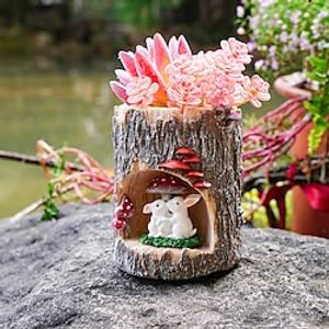 Red Mushroom Couple Rabbit Flowerpot Decorative Objects Resin Modern Contemporary for Home Decoration Gifts 1pc Lightinthebox