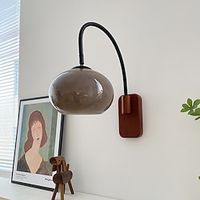 Mid-Century Modern Wall Lamp for Bedroom Vintage Wall Sconce with Milk Glass Plug Gray Wood Industrial Wall Lamp Hardwired Reading Lighting for Bedside and Living Room 110-240V miniinthebox - thumbnail