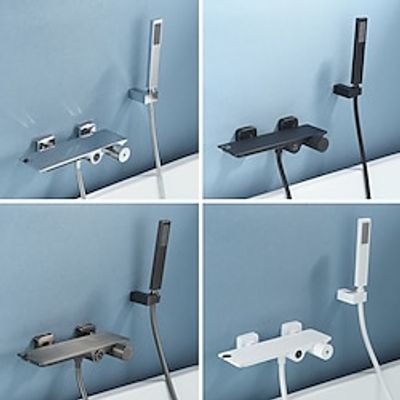 Modern White Gold Black Bathtub Faucet, Contemporary Wall Mount Shower Wand Bath Shower Mixer Taps for Bathroom Hotel Farmhouse Camper, Ceramic Valve Insides Lightinthebox Modern White Gold Black Bathtub Faucet, Contemporary Wall Mount Shower Wand Bath Shower Mixer Taps for Bathroom Hotel Farmhouse Camper, Ceramic Valve Insides Lightinthebox
