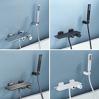 Modern White Gold Black Bathtub Faucet, Contemporary Wall Mount Shower Wand Bath Shower Mixer Taps for Bathroom Hotel Farmhouse Camper, Ceramic Valve Insides Lightinthebox - thumbnail