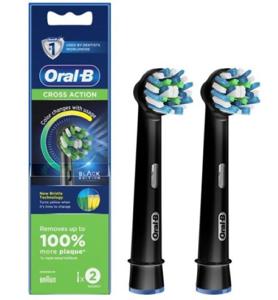 Braun Oral-B EB50BRB-2 Cross Action Black Brush Heads, Compatible With All Oral-B Rechargeable Handles