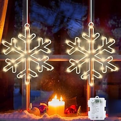 Christmas Snowflake Window Light Decoration 36 LED Timer 8 Modes Waterproof Battery Powered Christmas Lights Decoration Outdoor Indoor Porch Wall Door Christmas Holidays Lightinthebox